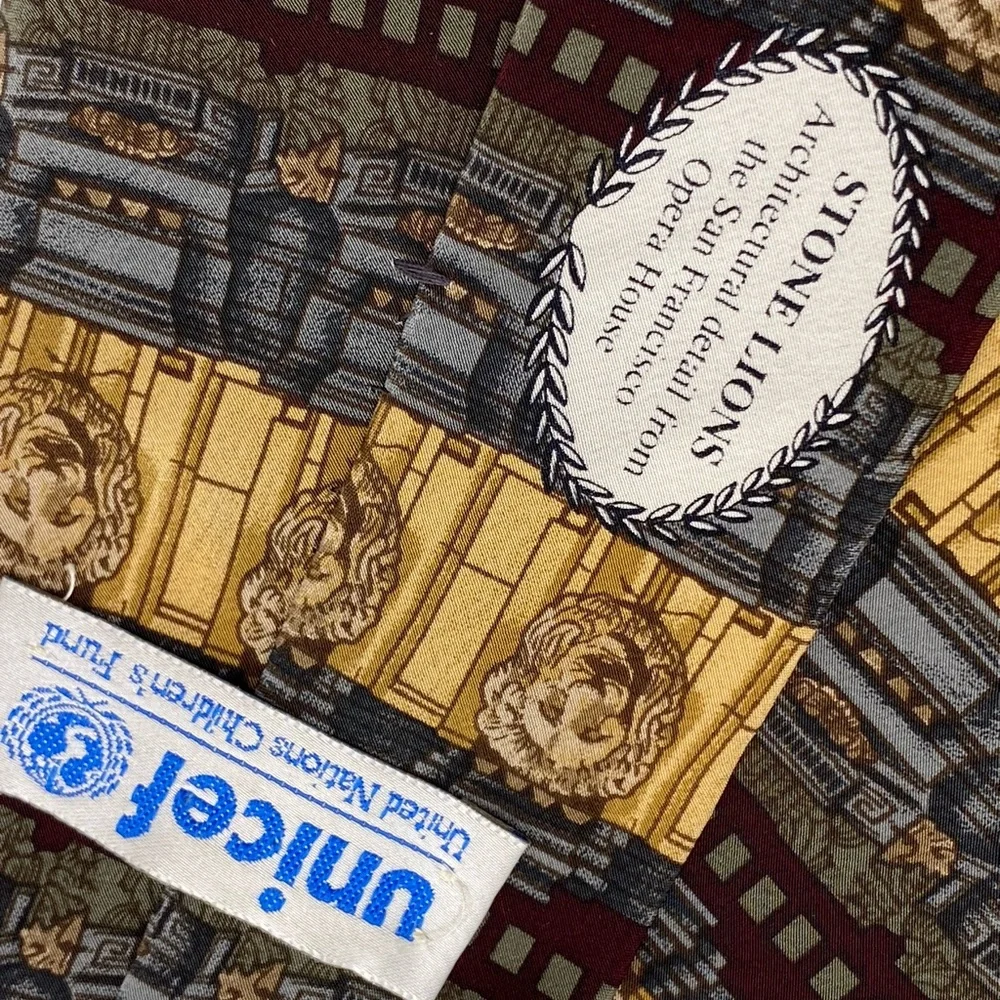 STONE‎ LIONS UNICEF MENS TIE BROWN BLUE GRAY